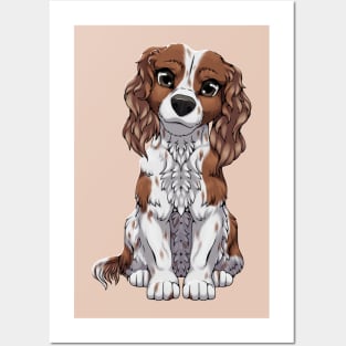 Red and white Cocker Spaniel cute puppy Posters and Art